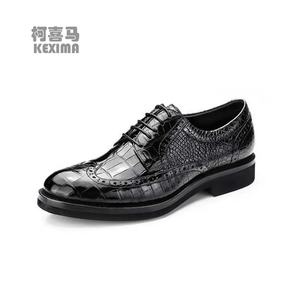 hanlante crocodile shoes  male  leisure  lace-up  Round head   Handmade formal