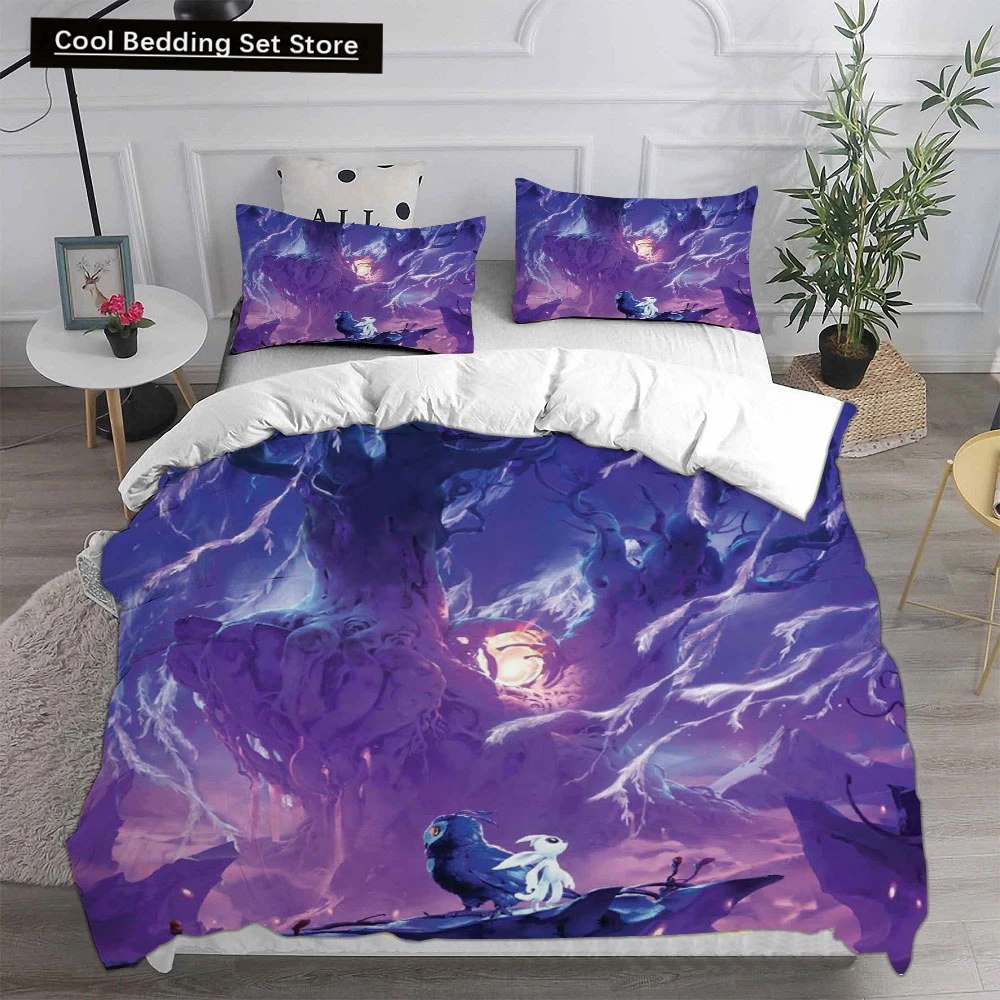 

3D Game Ori and the Blind Forest Bedding Sets Comforter Quilt Bed Cover Duvet Cover Pillow Case 2-3 Pieces Sets Kids Adult Size