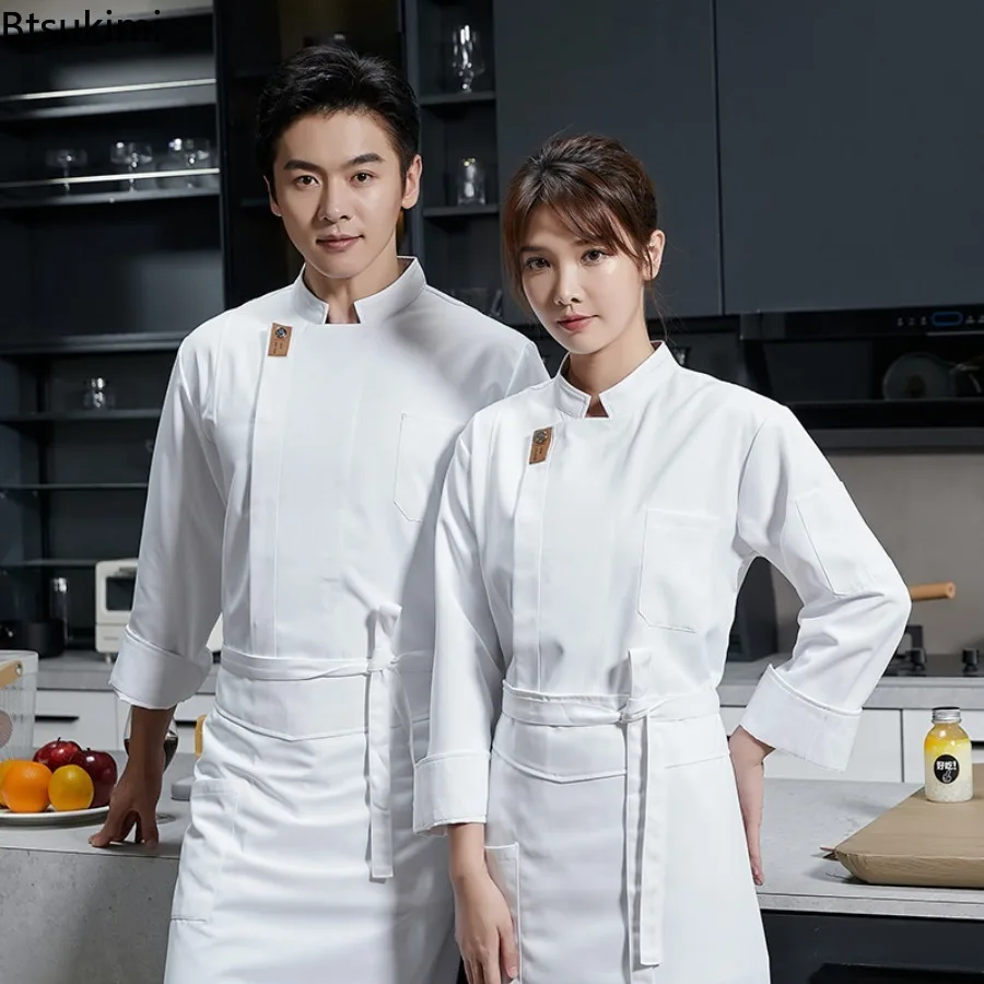 Chef Uniform Work Uniform Men's Customized Name Print Logo Short Sleeved Shirt Jacket Apron Bread Restaurant Cake Shop Kitchen