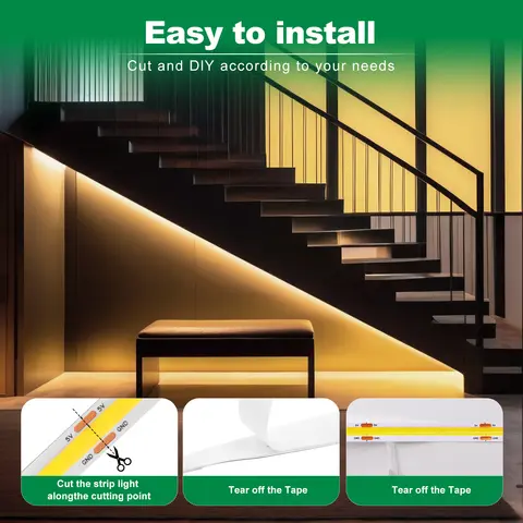 8MM COB LED-remsa 5V med rörelsesensor batteridriven 320LED/M USB induktionsnattlampa varmvit röd isblå grön gul 10 best sales batteridrivna lampor - №8