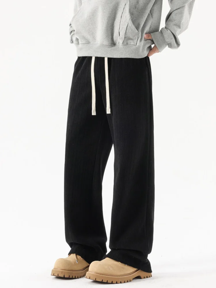 

Мужские осенне-зимние брюки с флисовой подкладкой, широкие, свободного кроя, повседневные, прямые, струящиеся, длинные в пол