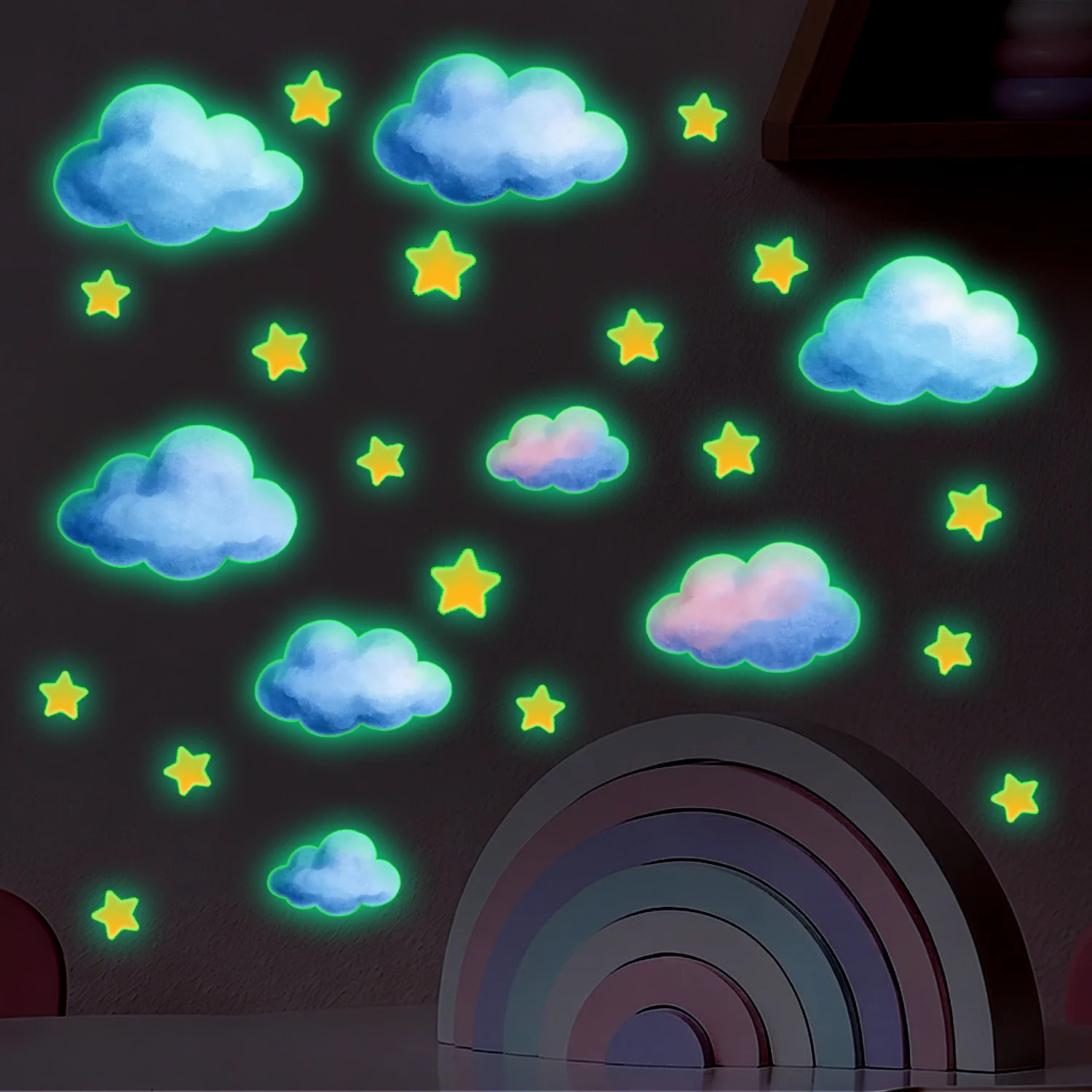 Luminous Clouds Stars Sticker Glow In The Dark For Children's Room Kids Bedroom Baby Room Decor Fluorescent Home Decoration
