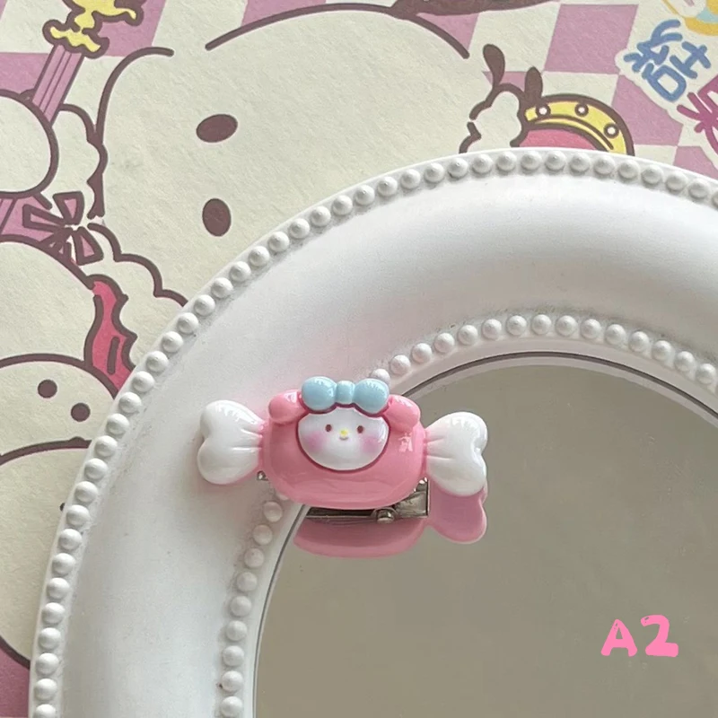 Sanrios Cinnamoroll My Melody Pompom Purins Hello Kitty Cartoon Candy Barrette Children Duckbill Clip Mini Hairpin Headgear