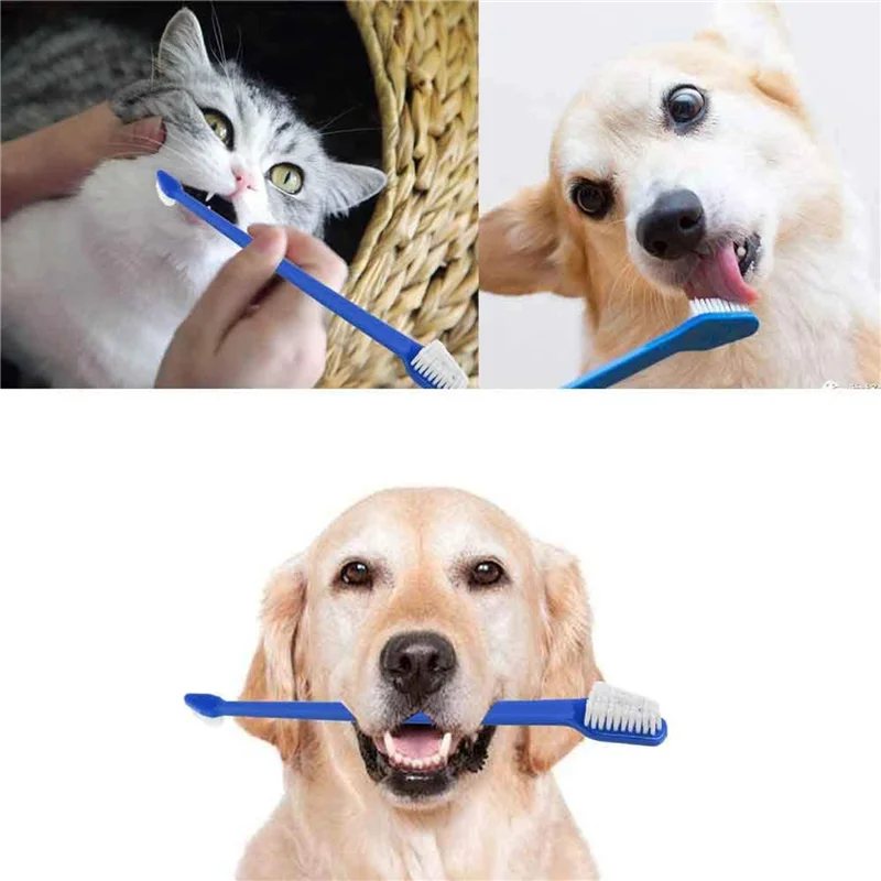 

200 Piece Cat Dog Pet Toothbrush Set Double Headed Convenient Finger Brushes For Safe Dog Cat Care-AT64