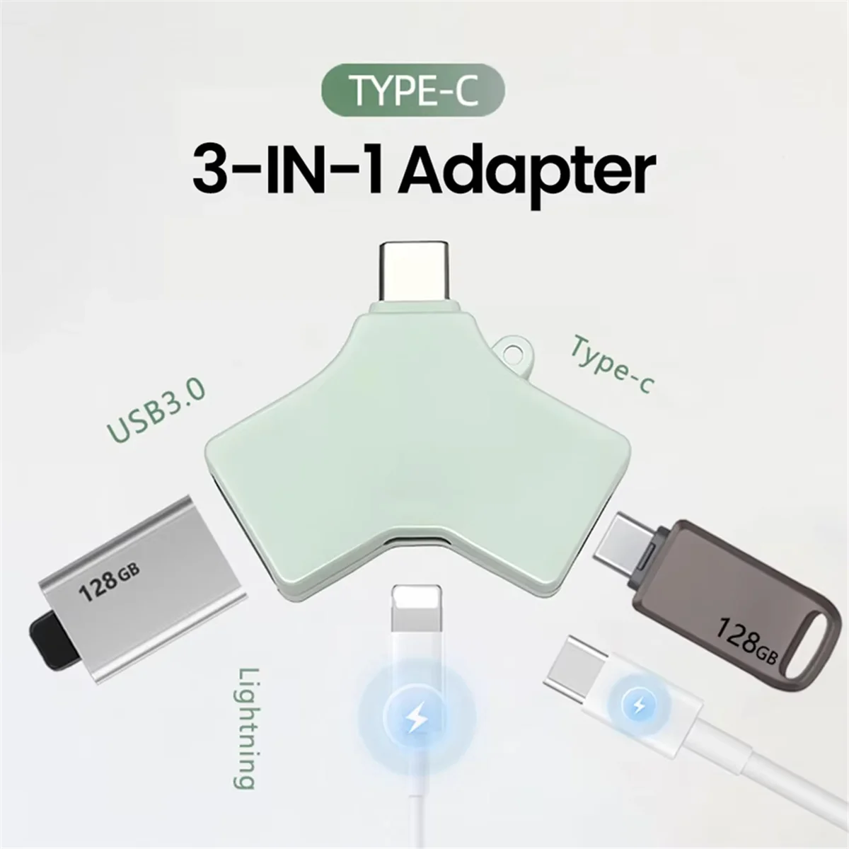 A49T OTG-Adapter für Typ-C Micro-Lighning-Adapter USB 3.0-Adapter-Konverter für USB-Flash-Laufwerk