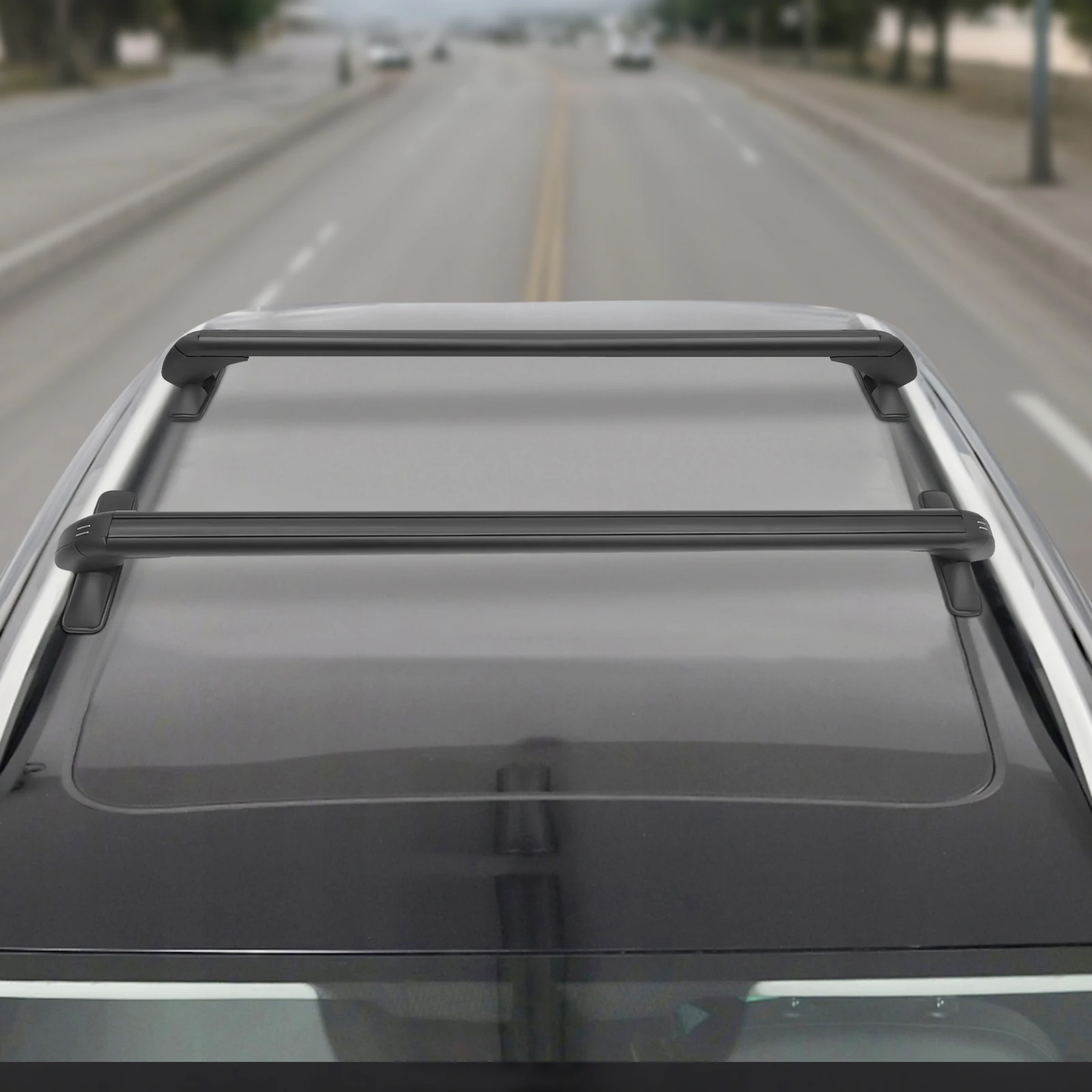 

2Pcs Car Roof Bars 100cm Aluminum Black Car Roof Luggage Racks with 2 Keys Universal Use for 4 or 5 Door Cars Direct Replacement