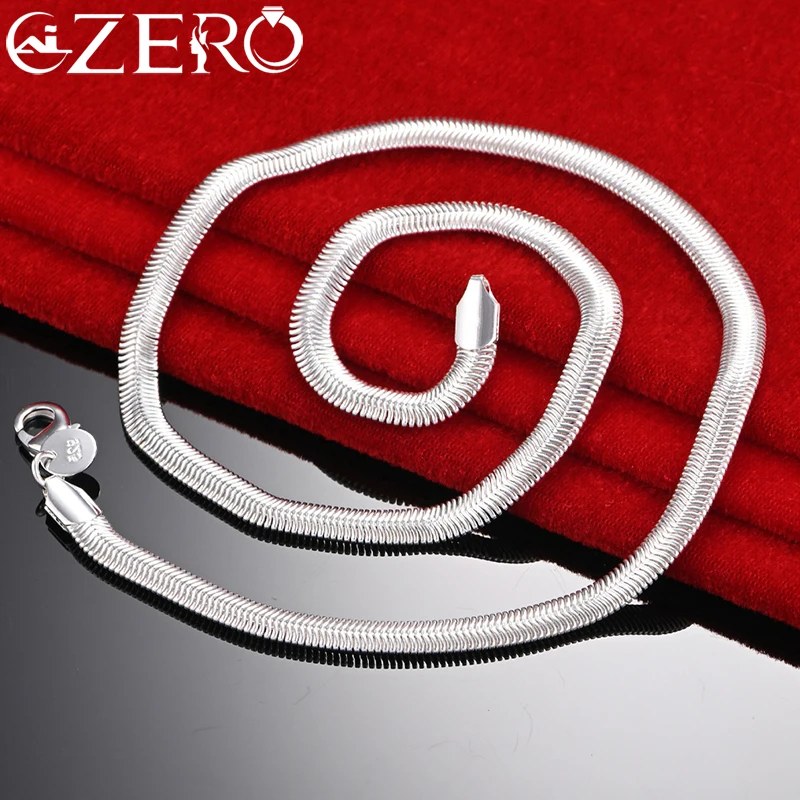 

ALIZERO 925 Sterling Silver 6MM Soft Flat Snake Chain Necklace for Women Men Fashion Charming Jewelry Wholesale Free Shipping