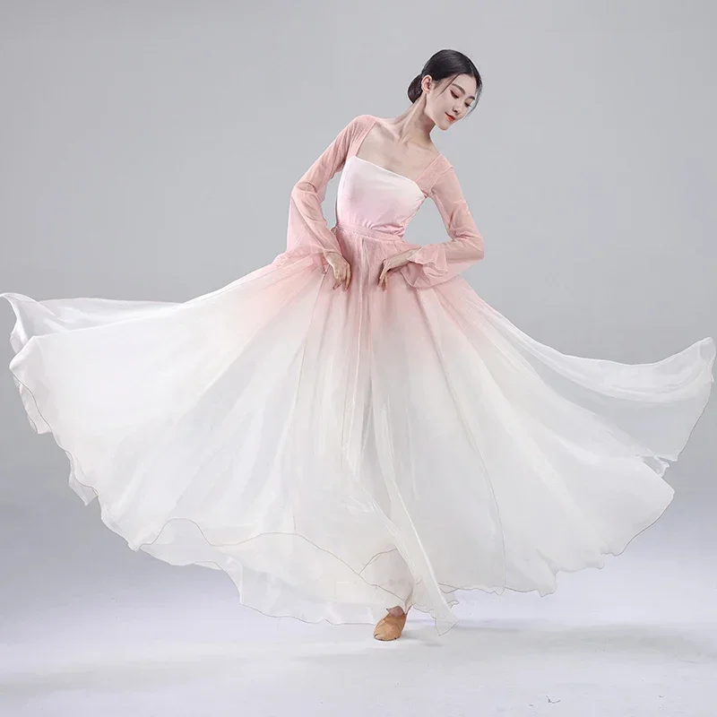 Elegant Classical Dance Costume Female Chinese Style Hanfu Stage Costume National Fan Umbrella Dance Practice Clothes Outfit