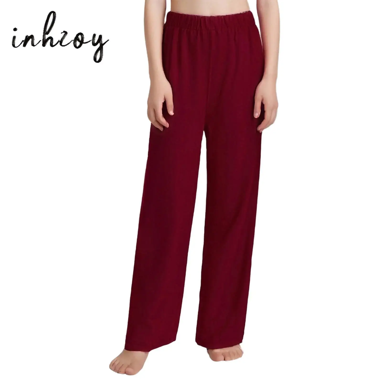 

Kids Girls Boys Liturgical Praise Dance Pants Solid Color Elastic Waistband Wide-Leg Pants Bottoms Ballroom Lyrical Dancewear