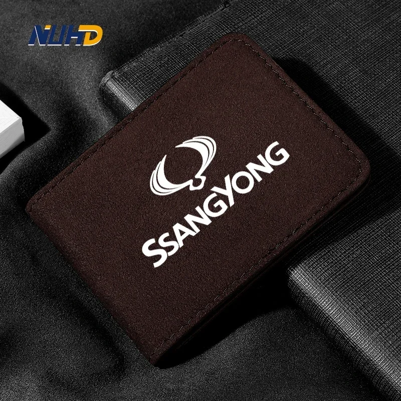 Suede Car Driving License Bag Card Credit Holder Purse Wallet Case Cover For Ssangyong Hyundai KIA Genesis Peugeot Renault DS MG