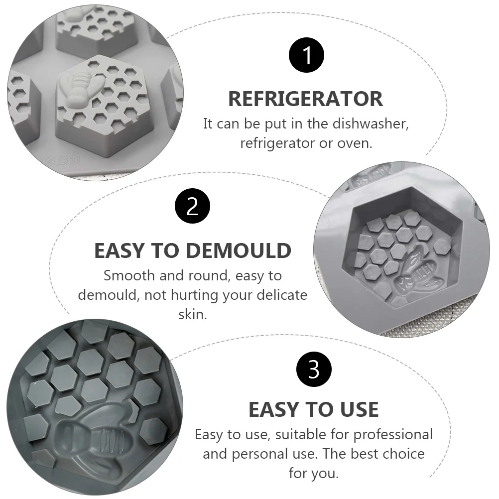

Silicone Mold Blue Silica Gel Ice Cube Maker Bee Honeycomb Mould for DIY Cakes Desserts Chocolate Cookies Biscuits C made
