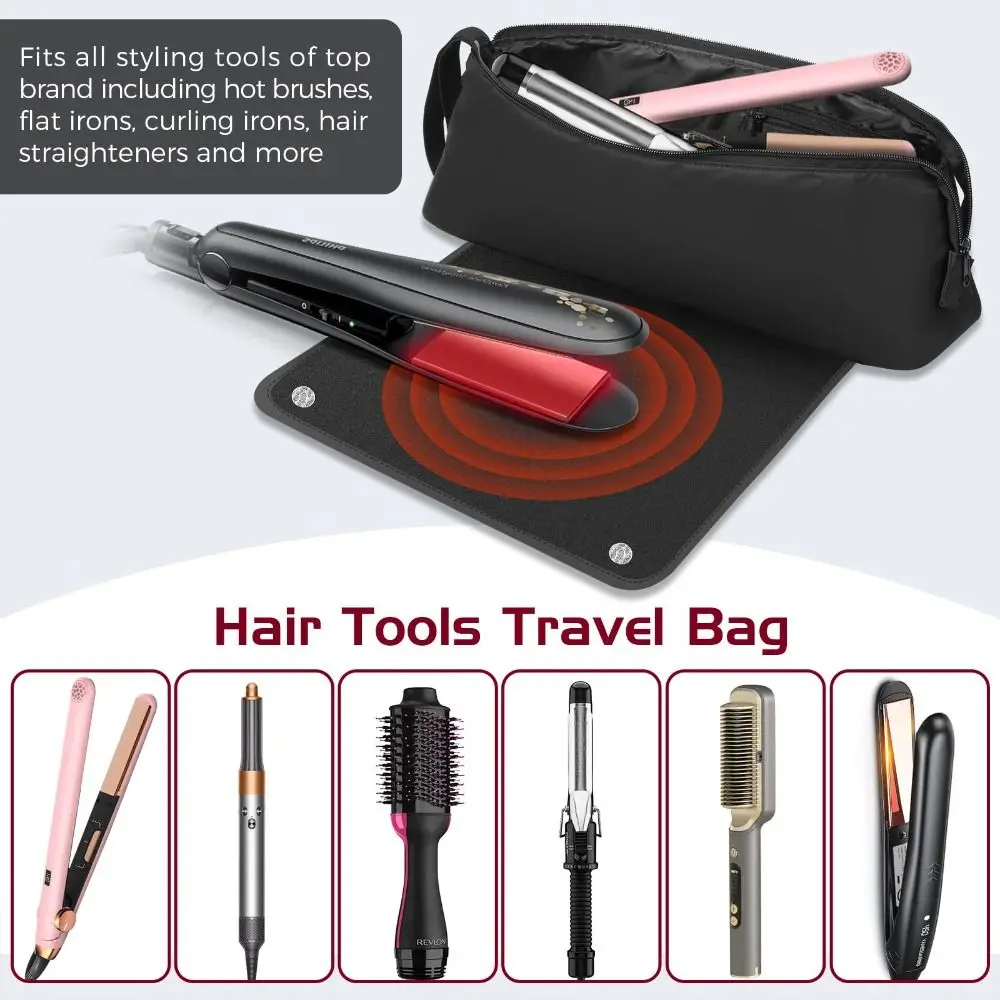 Portable 2 In 1 Hair Tools Travel Bag Detachable with Heat Resistant Carrying Case Waterproof Multipurpose Storage Case