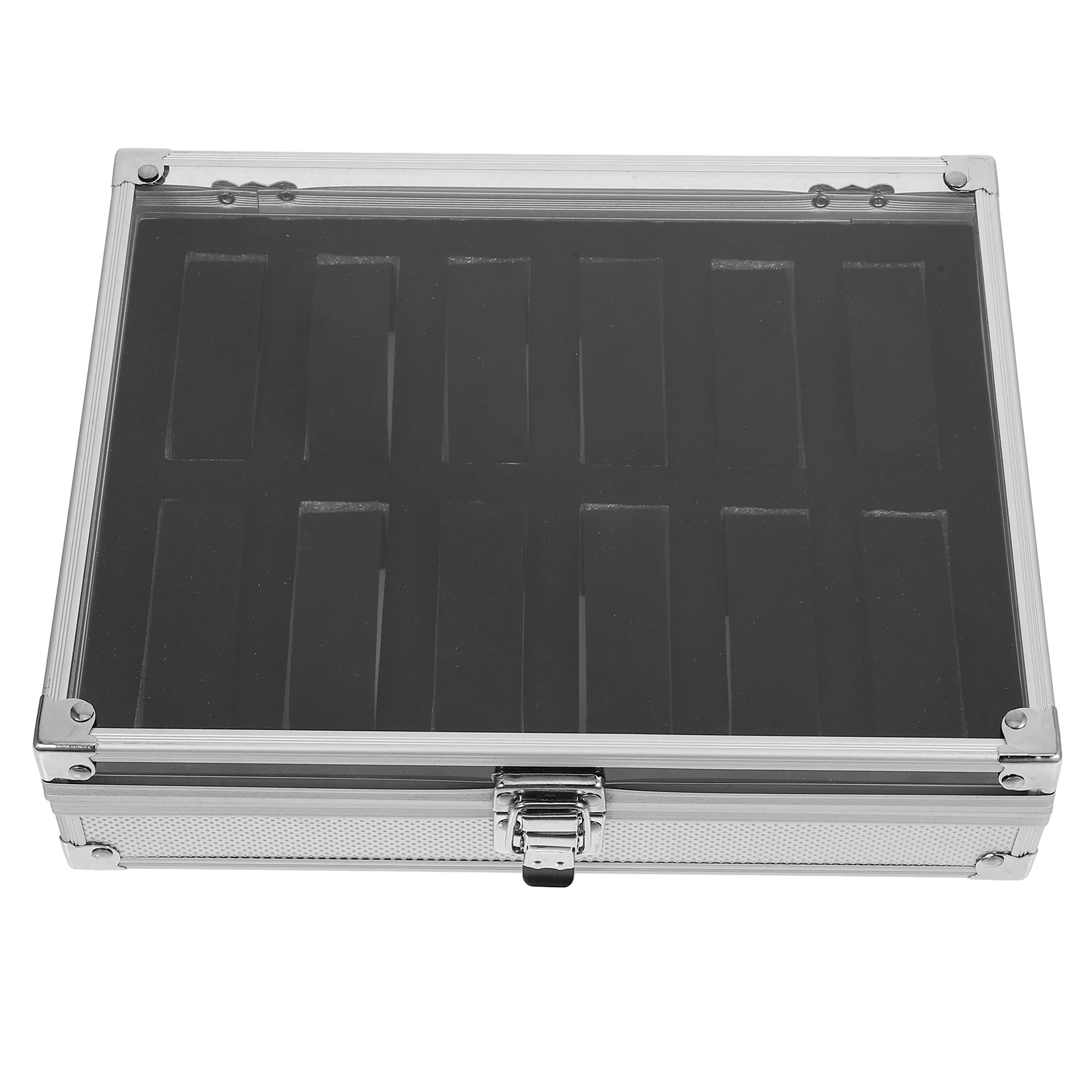 

Aluminum Alloy Watch Box 12 Slots Lightweight Durable Transparent Lining Dustproof Watches Case Storage Jewelry Holder