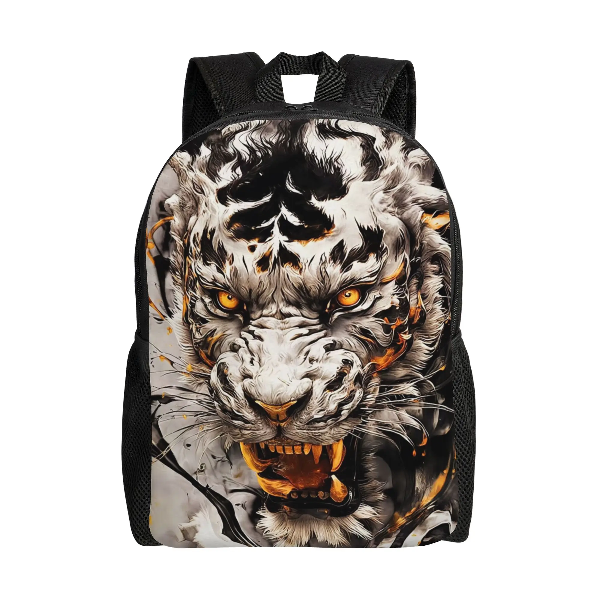 Knapsack Back to school season Ink Wash Fierce Tiger Head Art   Fashion Backpack