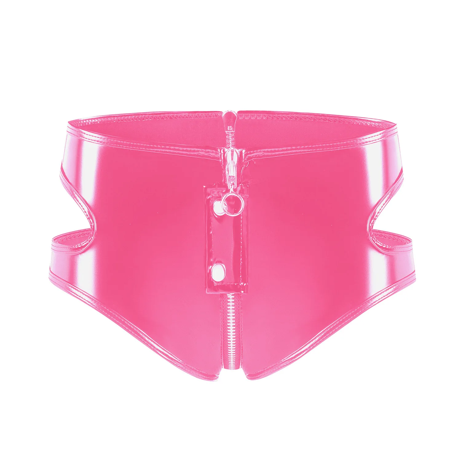 

Женские трусики из искусственной кожи с вырезами по бокам, сексуальные шорты с низкой талией, трусы с молнией и открытой промежностью, эротическое нижнее белье