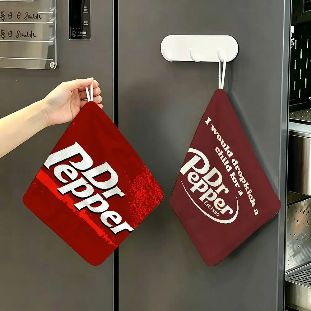 D-Dr Pepper Hanging Kitchen Towel, Polyester Cotton Fabric, Absorbent Hand Wiping Towel for Home Dormitory