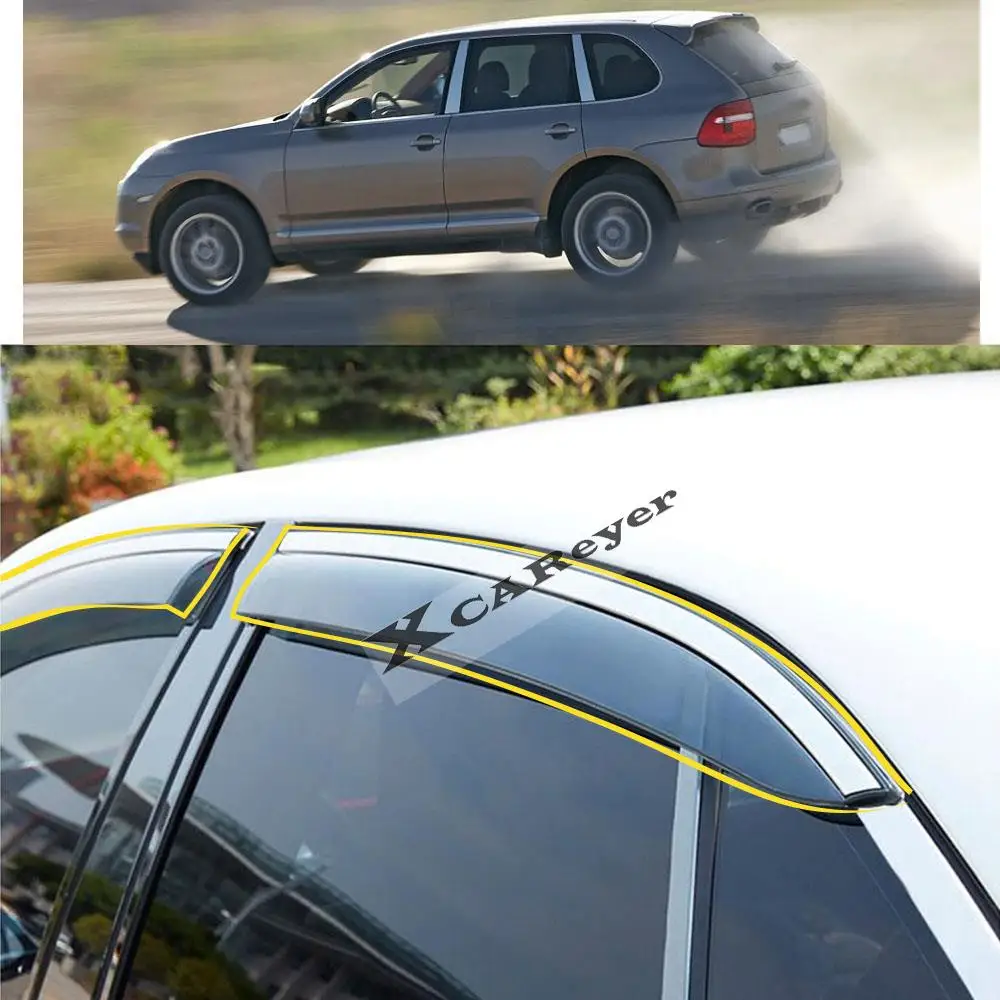 

For PORSCHE Cayenne 2006 2007 2008 2009 2010 Car Body Styling Sticker Plastic Window Glass Wind Visor Rain/Sun Guard Vent Parts