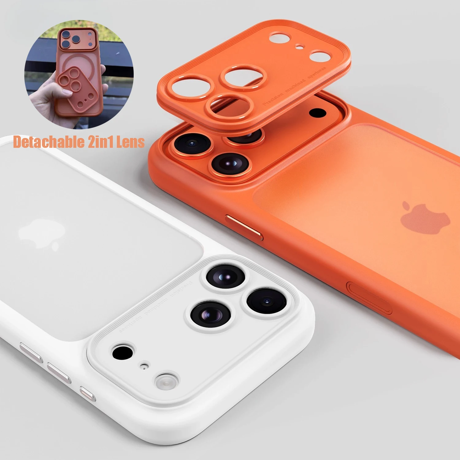 

17 ProMax съемный защитный чехол для объектива 2 в 1 для iPhone 17 Pro Max 17Air, матовый полупрозрачный противоударный чехол-бампер из ТПУ