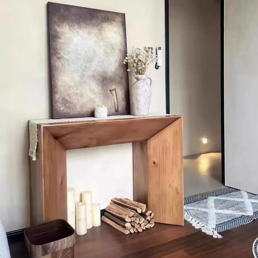 طاولة مدخل من الخشب الصلب القديم، خزانة مدخل الرياح وابي سابي، خشب الصنوبر يعتمد على