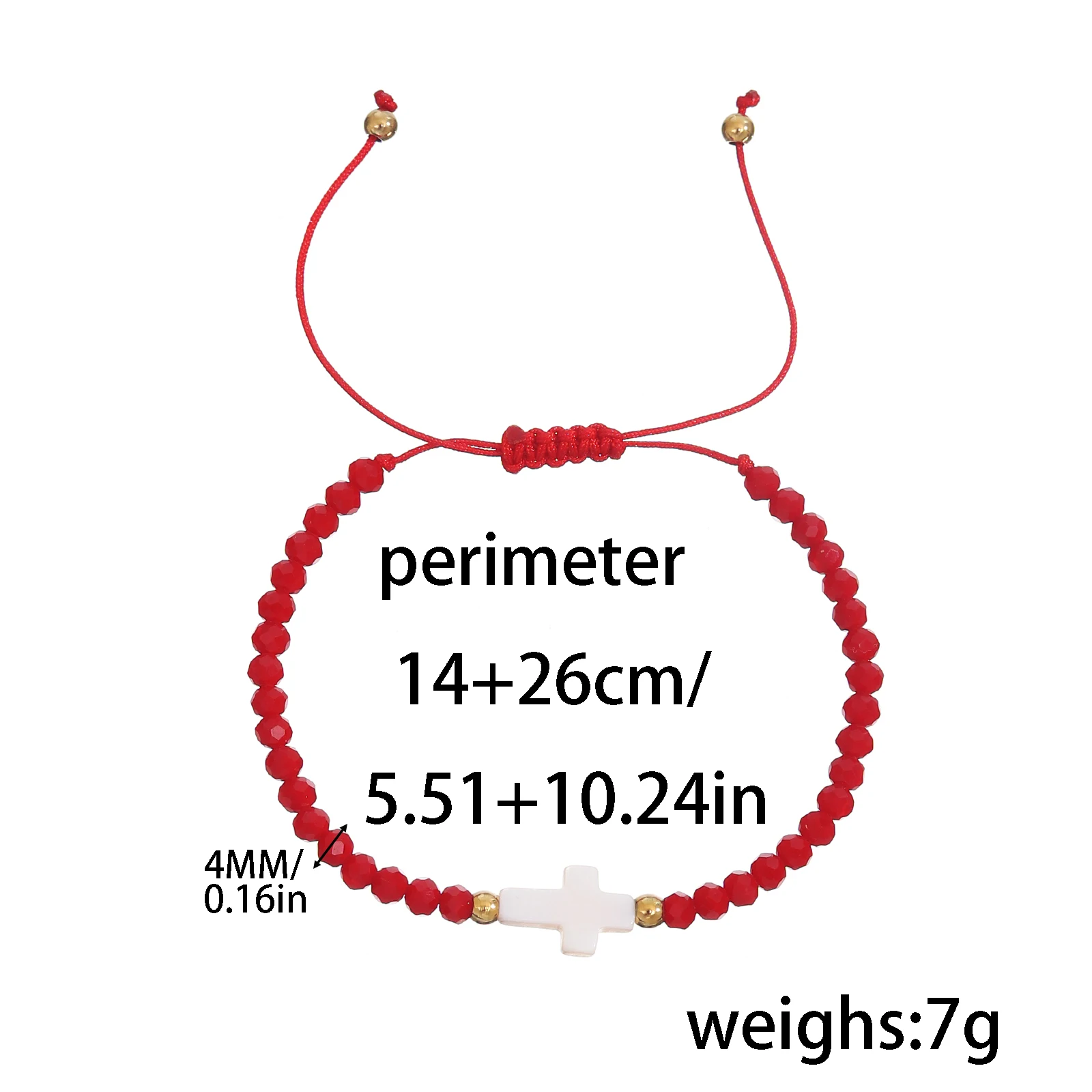Christian Religious Bracelet for Women White Cross Charm Red Cut Crystal Beads Bracelets Faith Prayer Daily Jewelry Gift
