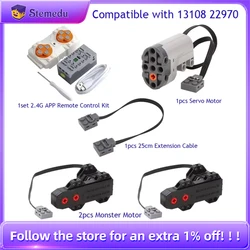 Mould King APP Programming 8 Way Remote Control Lithium Battery Box + Monster Motor Power MOC PF 13108 22970 Buggy Motor 5292