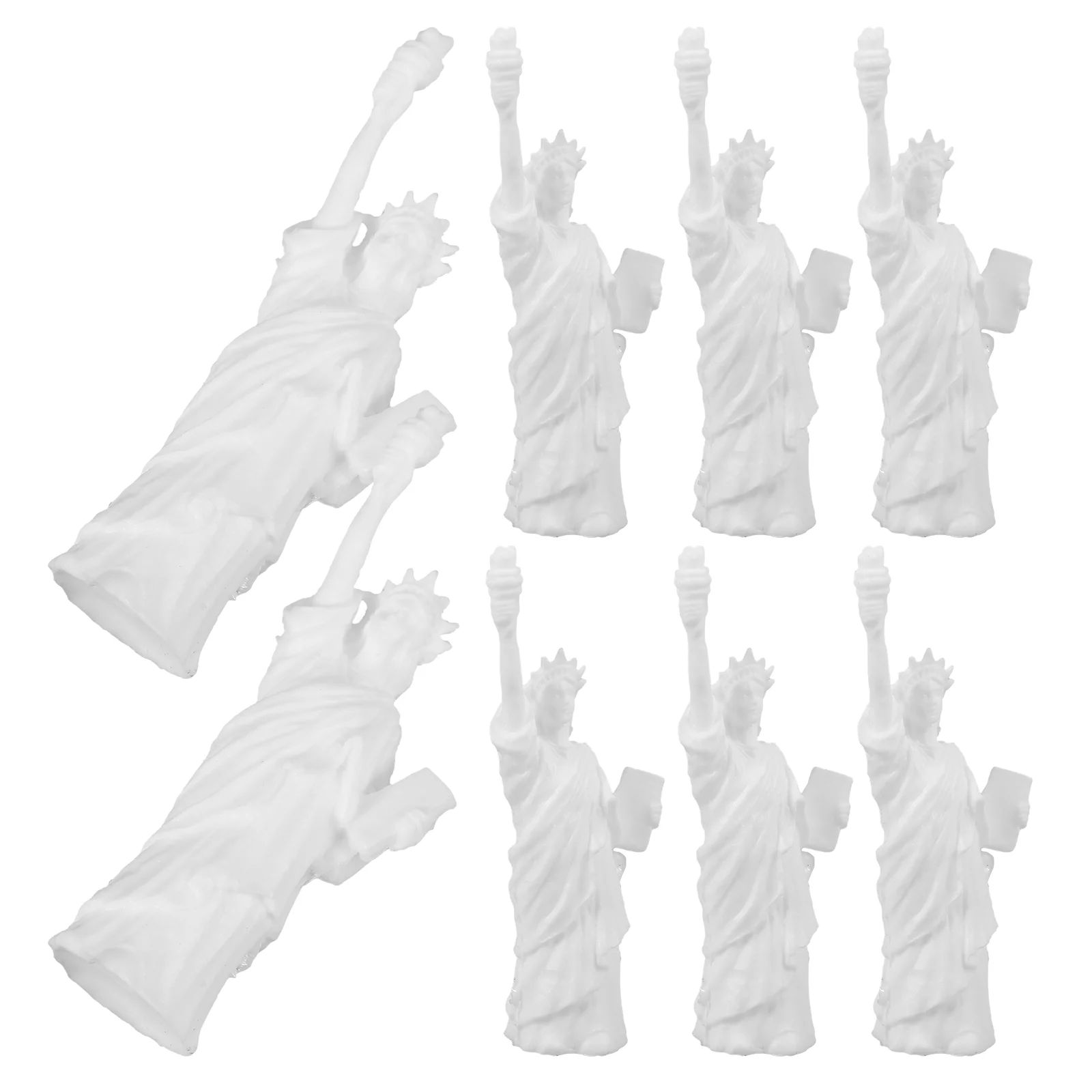 

8 Pcs Small Goddess of Liberty Sculpture Statue Model Figure White Resin