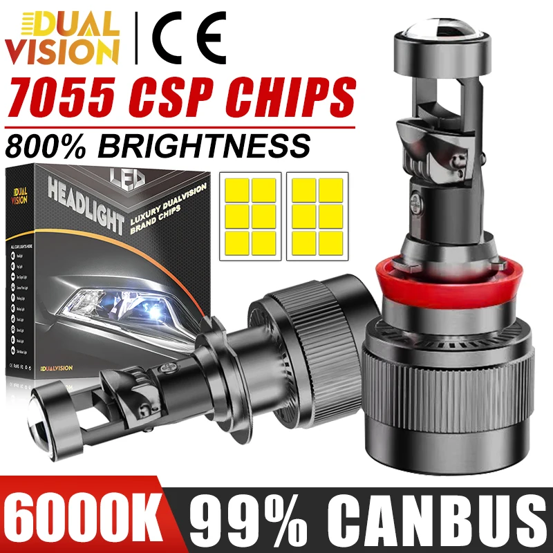 

H7 Led Lens 1:1 Беспроводной H4 H11 H8 H9 Светодиодный проектор 9005 9006 HB3 Автомобильная фара Plug & Play Мини-объектив-проектор 1300 Вт Противотуманные фары