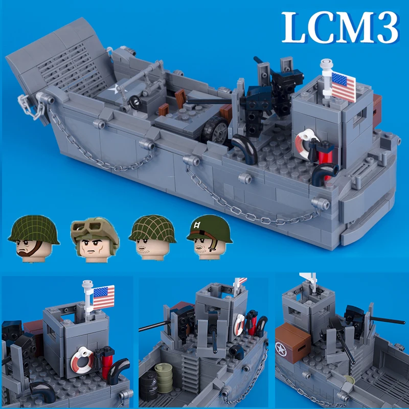 Moc Militaire Wapens Ons Landing Craft Schip Bouwstenen WW2 Voertuigen Boot Model Cijfers Soldaat Accessoires Bricks Kinderen Speelgoed