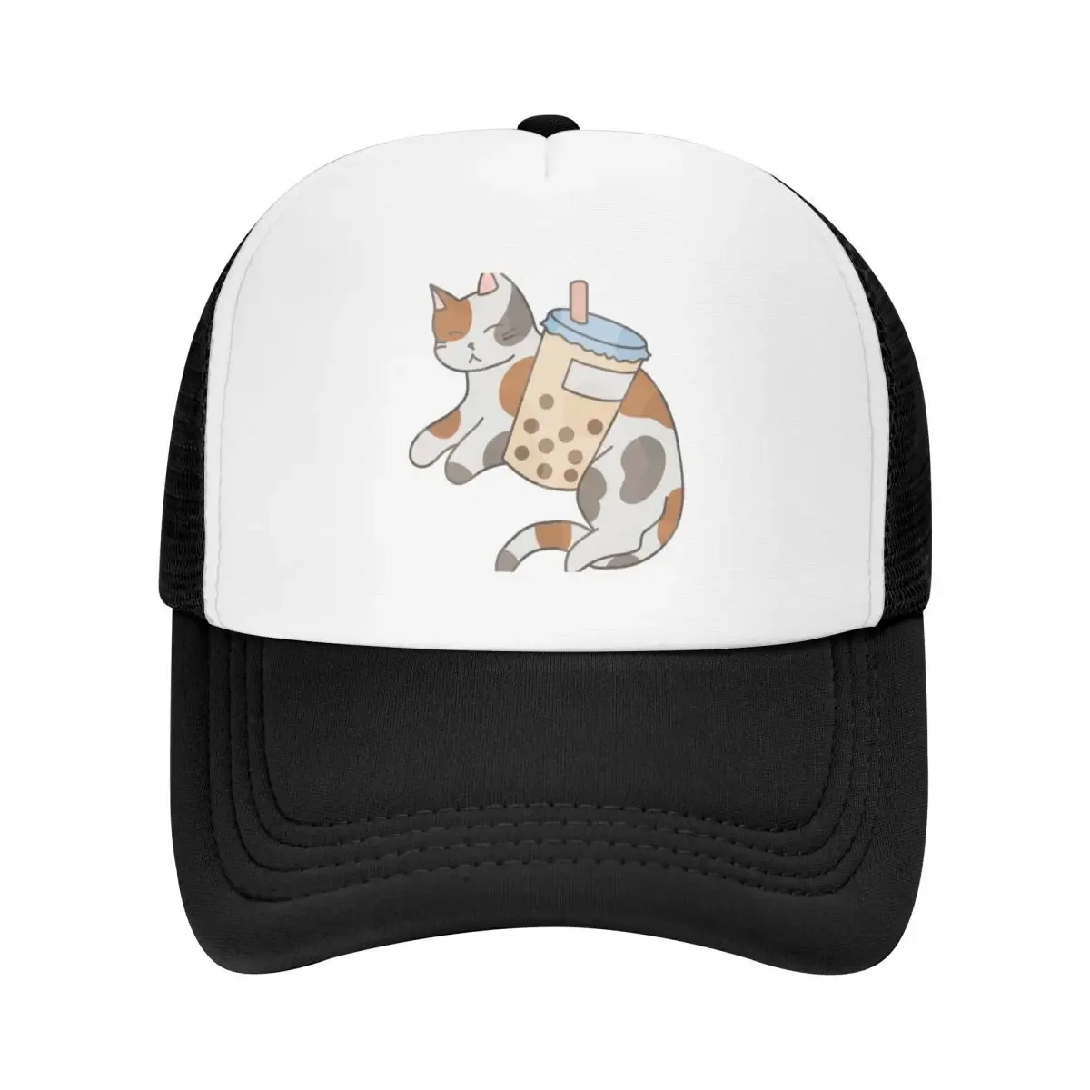 Calico Cat con Bubble Tea Gorra de béisbol Sombrero de senderismo Snap Back Hat Protector solar Ropa de golf Hombres Mujeres