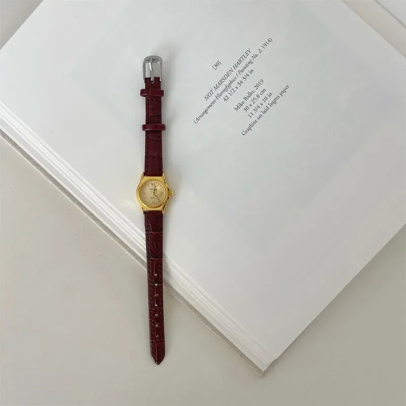 Dames quartzhorloges Luxe ovale klok Vintage zwart bruin lederen band FashionLadies polshorloge Relogio Feminino