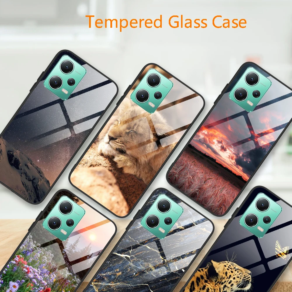 Tempered Glass Phone Case For Xiaomi Poco X5 Pro 5G Back Cover For Xiomi Poco X5 Pro X5pro Coque Silicone Phone Protective Cases