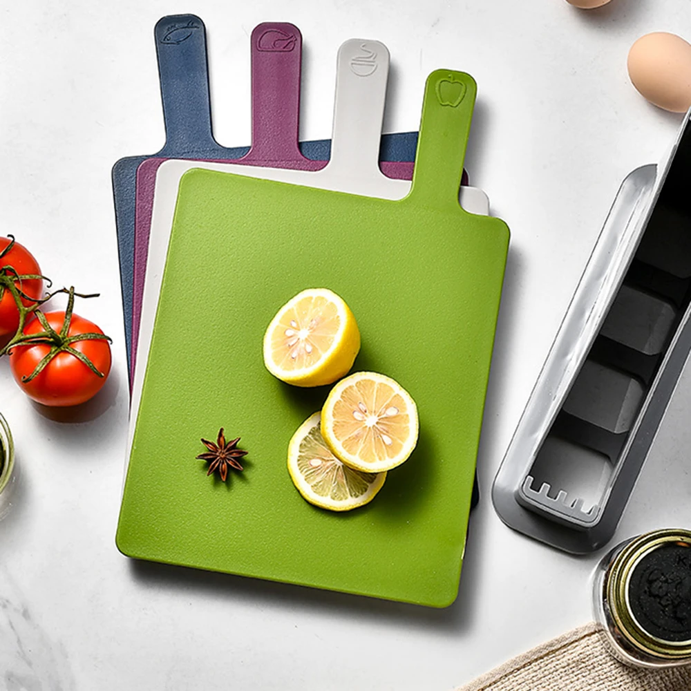 Tabla de cortar de plástico para alimentos al aire libre, bloques de Camping, antideslizante para frutas y verduras utensilio de cocina, accesorios de 4 piezas