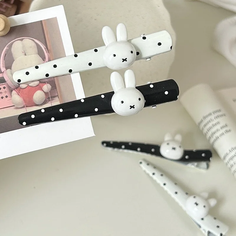 4Pcs Miffy Hairpin Cartoon Rabbit No Trace Duckbill Clip Kawaii Headwear Accessories Creativity Anime Peripherals Friend Gifts