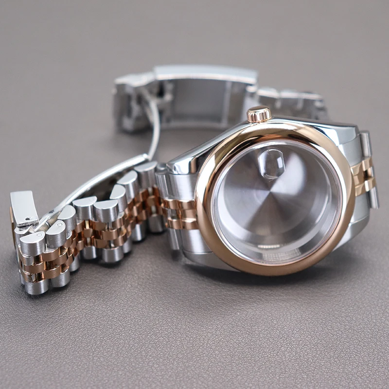 Fenya 36mm 40mm Ms. Watch Case Strap Sapphire For Oyster Seiko NH35 NH36 NH34/38 Miyota8215 Movement 28.5mmDial Silver Rose Gold