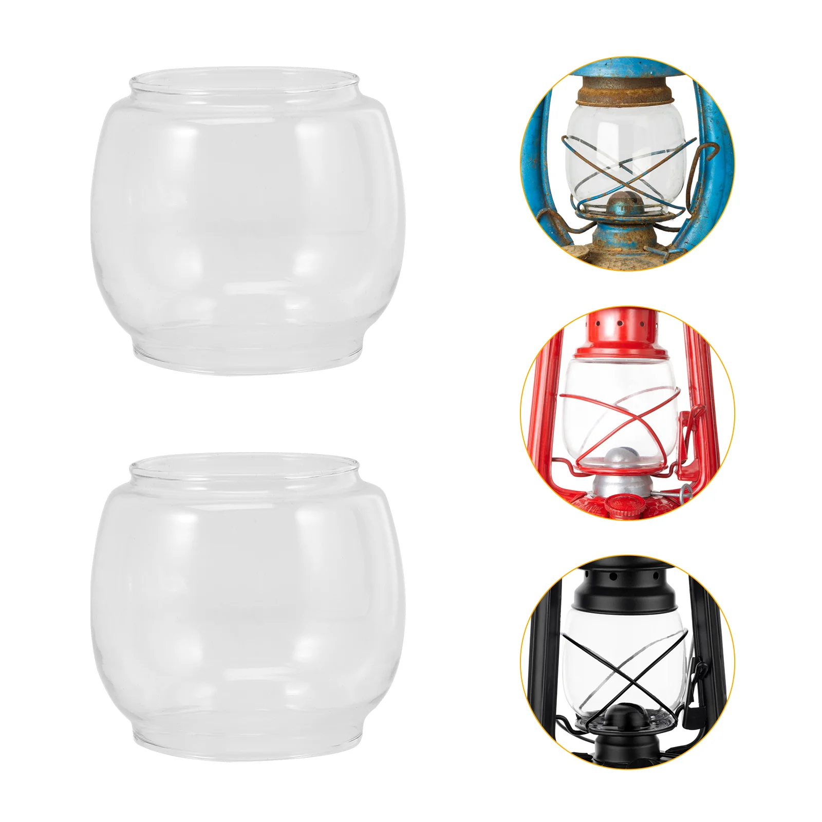 Support d'abat-jour en kérosène, 2 pièces, lumières transparentes en verre d'huile de cheminée, couvercle Transparent coupe-vent pour protection