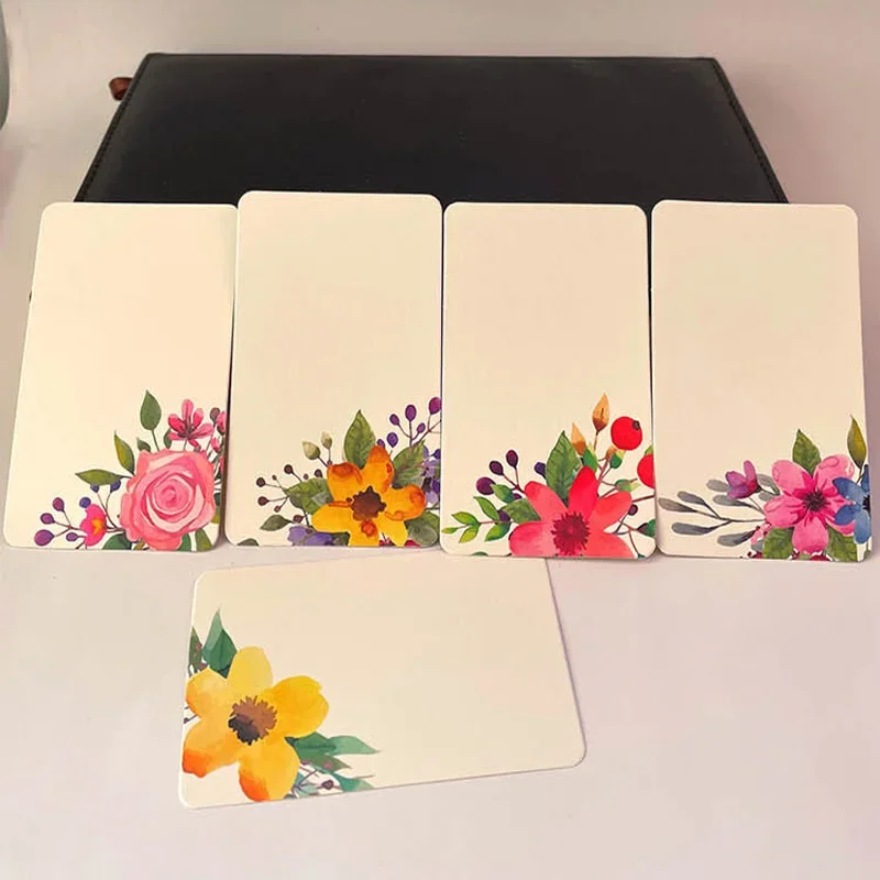 Cartes de vministériels x faites à la main avec fleurs, 50 pièces, carte en papier, carte de mots, carte d'invitation de mariage, fête d'anniversaire, bricolage