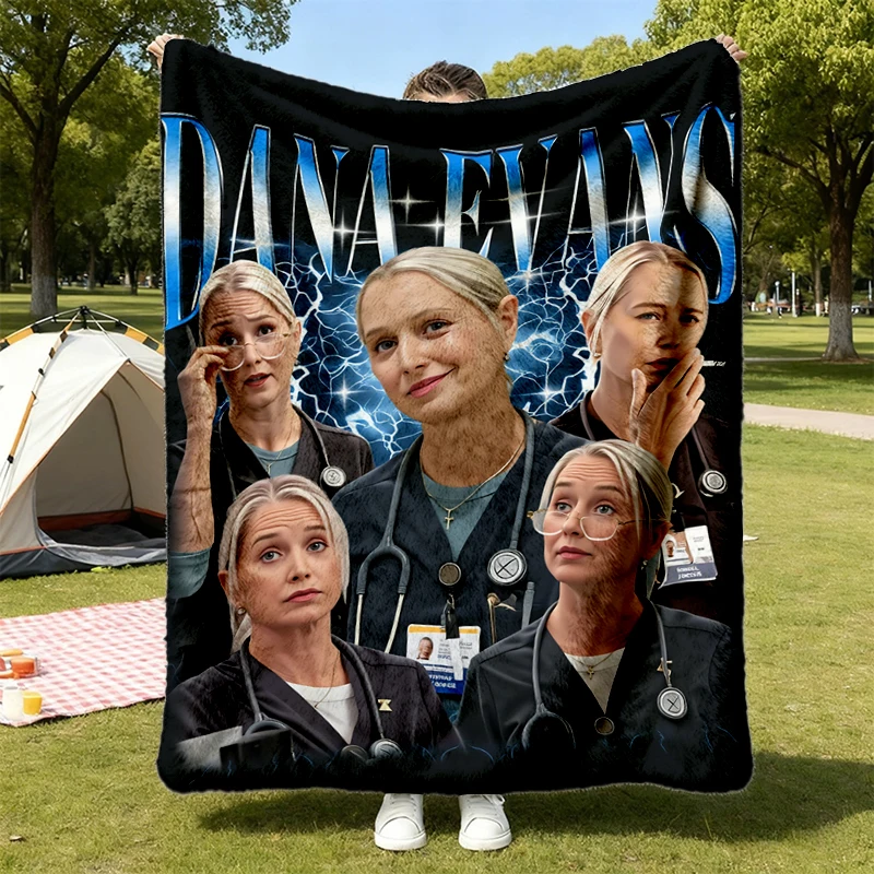 Dana Evans Nurse Flannel Blanket, Retro Medical Drama Gift Flannel Throw Cozy Blanket