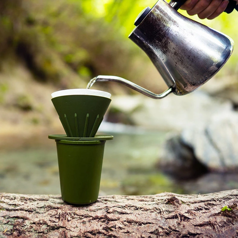 Hand brewed coffee filter cup, silicone soft portable folding filter, double-sided use