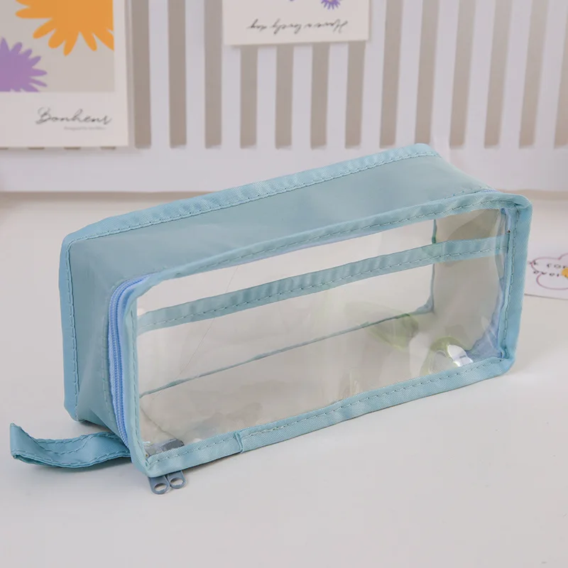 10 Pcs Pencil Bags Simple PVC Transparent Large Capacity Pencil Case Multifunctional Cosmetics Storage Bag Student Wholesale