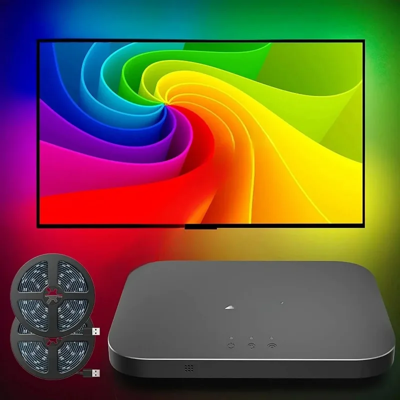 لـ 91-120 بوصة TV PC Gaming 2.0 يعمل مع Alexa Google Assistant App Control NEO Sync Box مع إضاءة خلفية للتلفاز LED