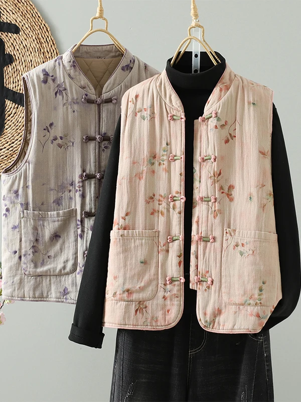 سترة نسائية من القطن والكتان سترة دافئة فضفاضة تناسب Faionable الصينية التقليدية Sle زر حتى ملابس خارجية لشتاء 2025 #1
