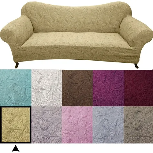 Modanilya Jacquard Lily Striped Pattern Stretch Fitted Seat Cover Flexible Washable 3 Seater Sofa Cover