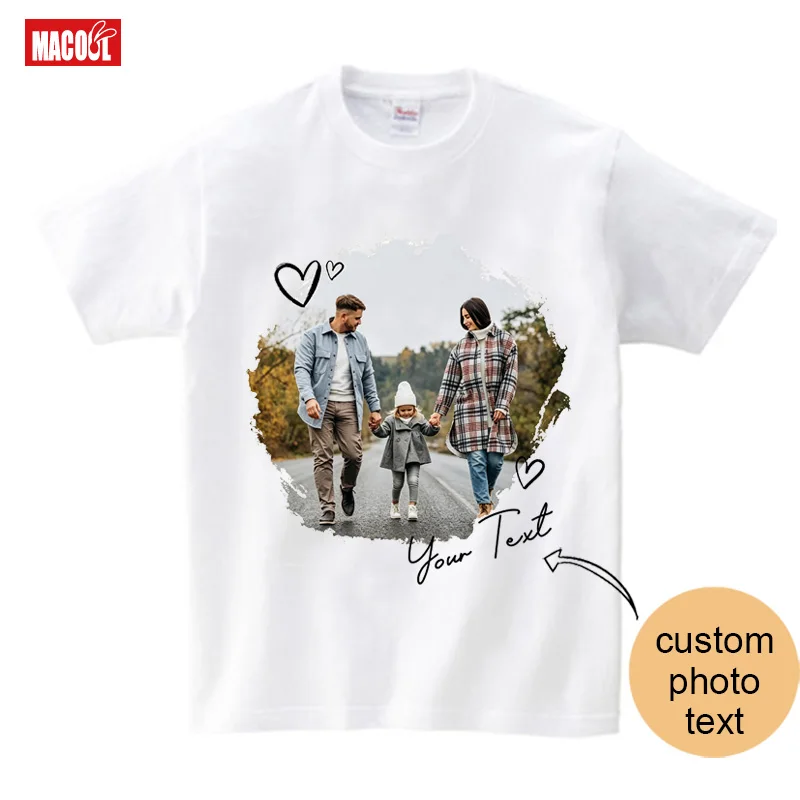 Personalized Photo Shirt Family Matching Shirts Custom Text Picture Family Outfit Birthday Souvenir Gift Tees Kids Women Outfits