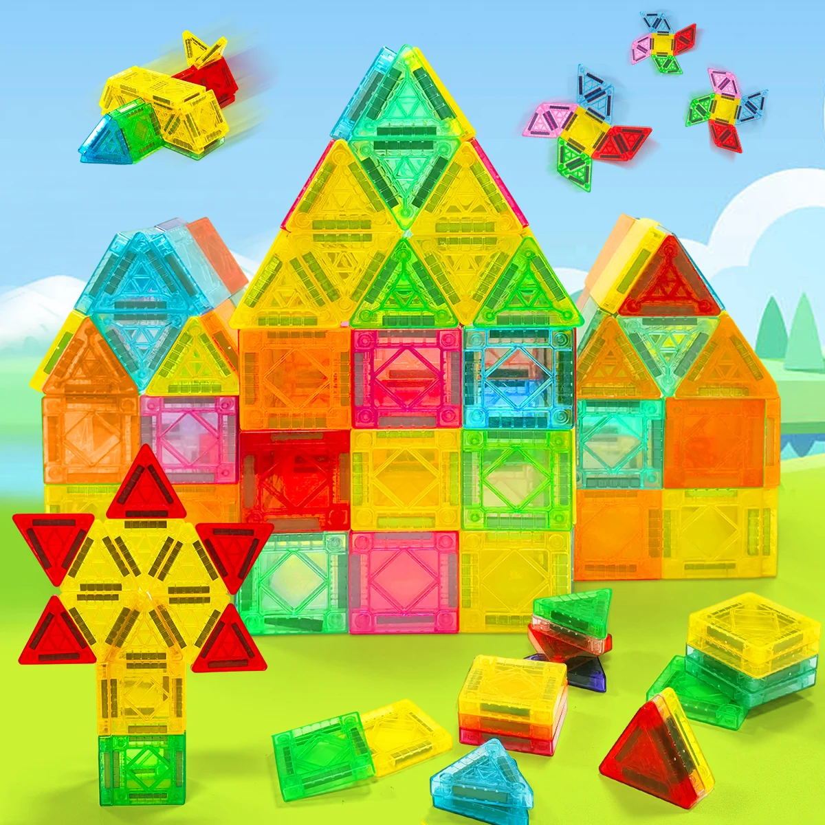 Magnetyczne klocki konstrukcyjne DIY Montessori zabawka edukacyjna sensoryczna dla dzieci w wieku 3+ lat, prezent dla chłopców i dziewczynek, 40/80/160 elementów