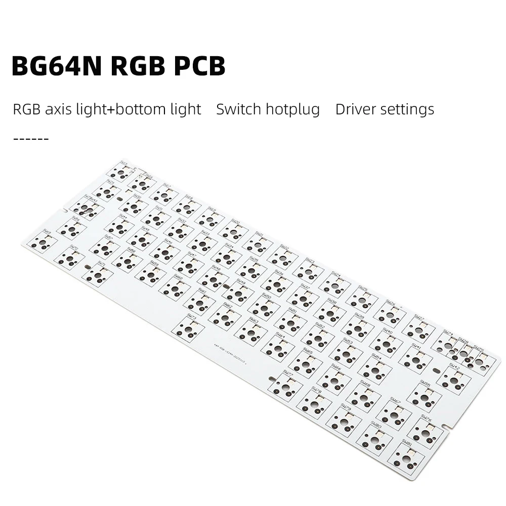 BG64N 64 Hot swappable Custom Mechanical Keyboard GH60 PCB Bluetooth 2.4G Wireless type c rgb program 60%