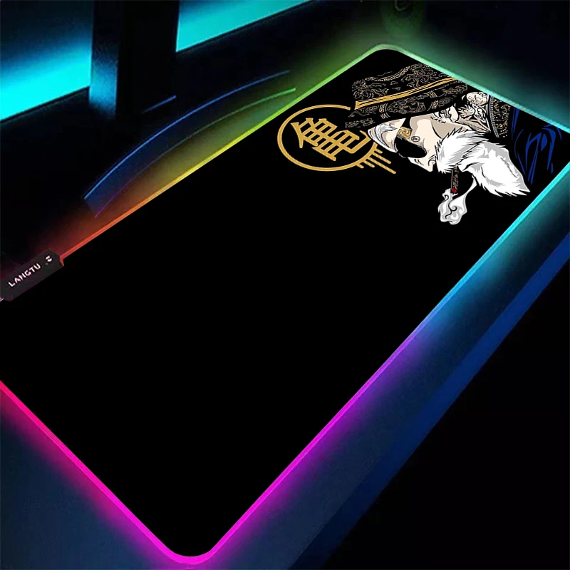 

LED Mouse Pad DBZ Dragon Ball Master Roshi Backlight XXL Gaming Accessories Speed Keyboard Rubber Lock Edge RGB Desk Mat Laptop
