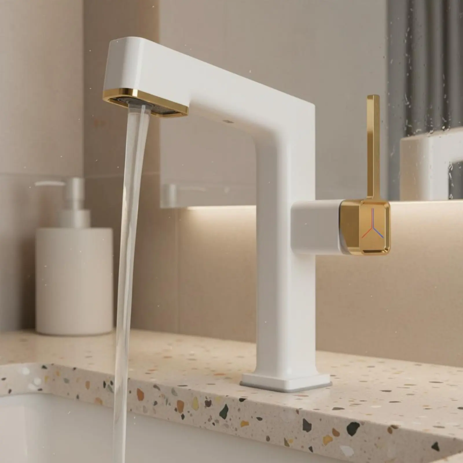 

Pull-Extendable Bathroom Faucet Upward Rinsing Function Pull Extendable Bathroom Faucet Retractable Basin Water Blending Tap 360