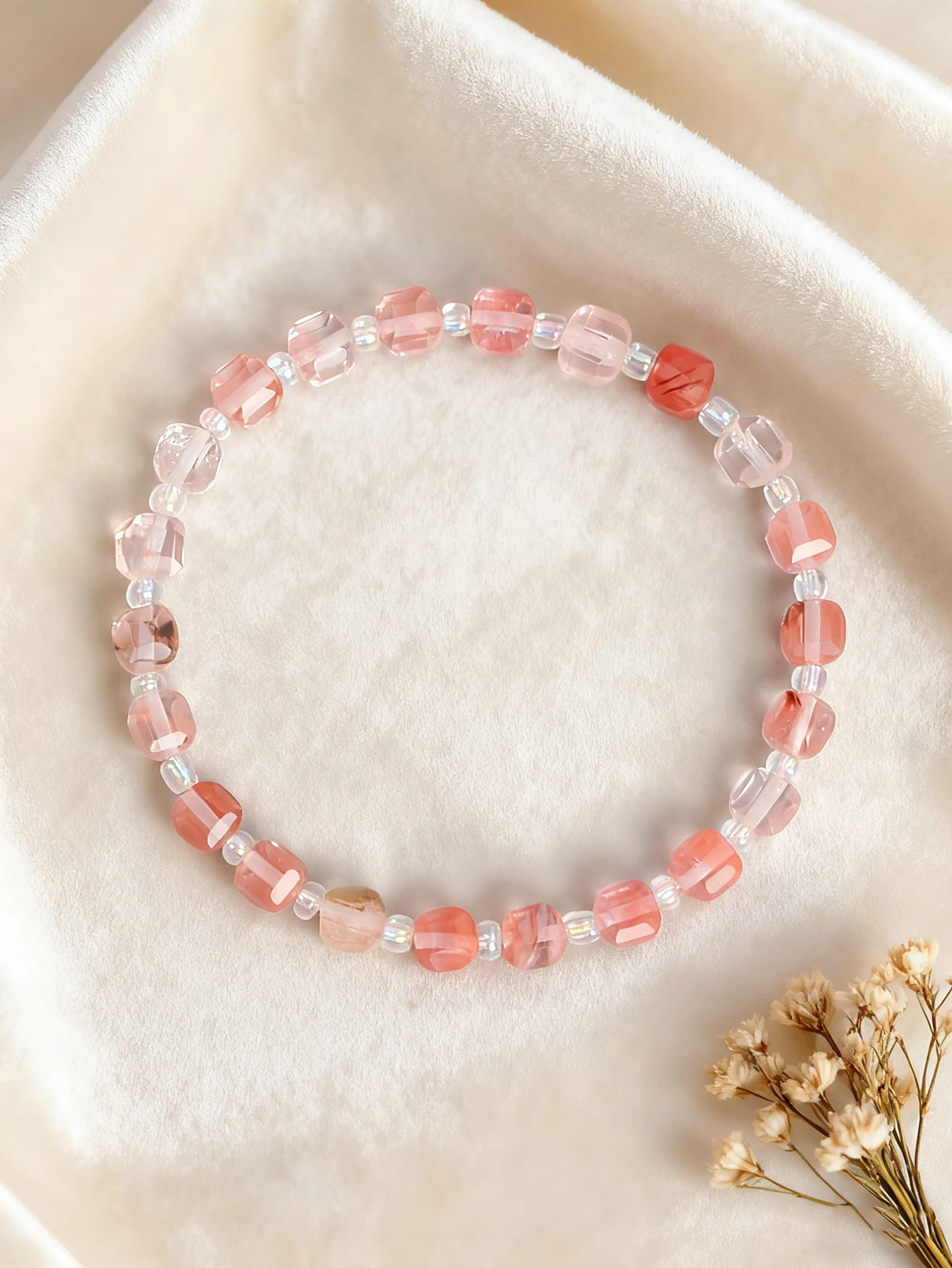 Facted Natural Stone Bracelet Watermelon Quartz 6mm Bead Healing Crystal for Love Vigour Chakra Balancing Spiritual Gift Jewelry