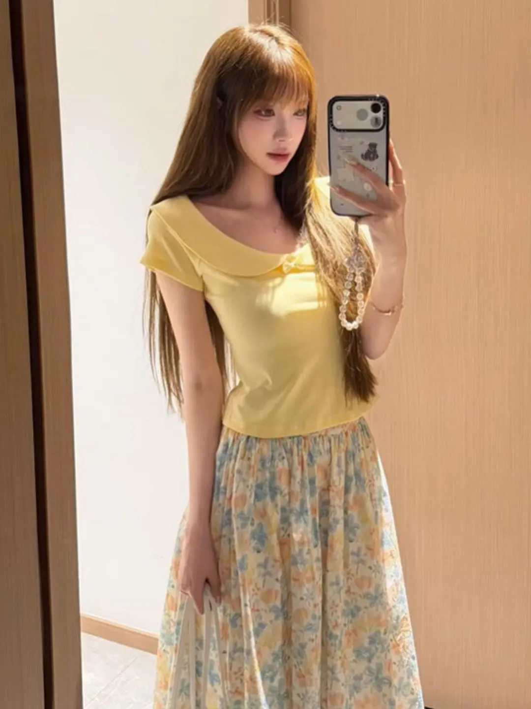 

Gentle Wind Unique Beautiful Floral Half Skirt Two Piece Set Youthful Summer 2026 Comfortable Fashionable Women's Ensemble
