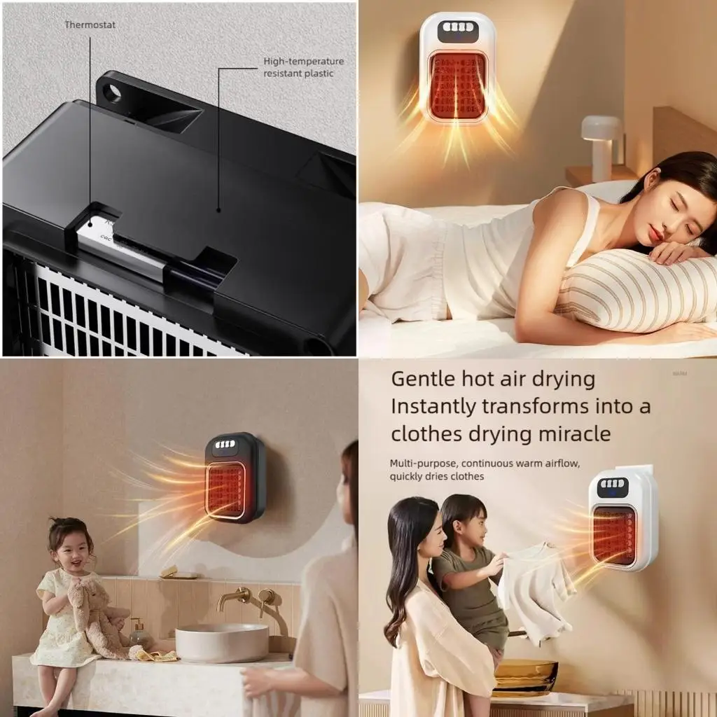 

D0AB Обогреватель помещения мощностью 370 Вт, Электрический обогреватель с настенной розеткой, вид с таймером, светодиодный для